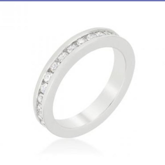 Silver alloy CZ Eternity Channel Ring - Picture 1 of 4